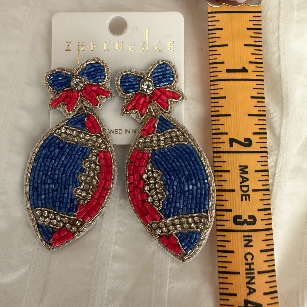 Red and Blue Football Earrings